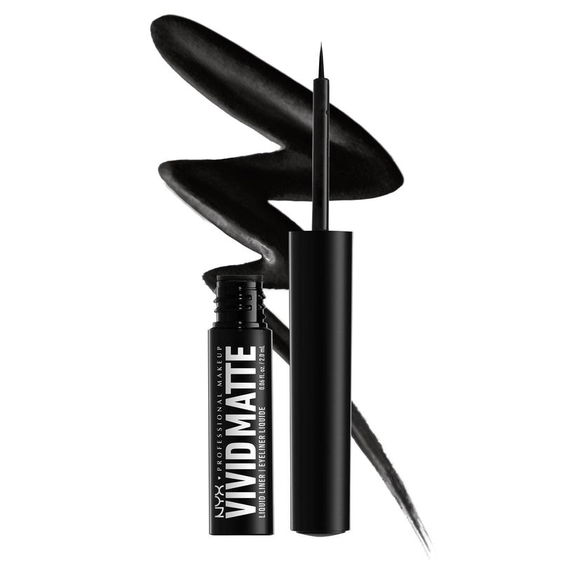 Vivid Matte Liquid Liner, Smear-Resistant Eyeliner with Precise Tip, Black, NYX Professional Makeup