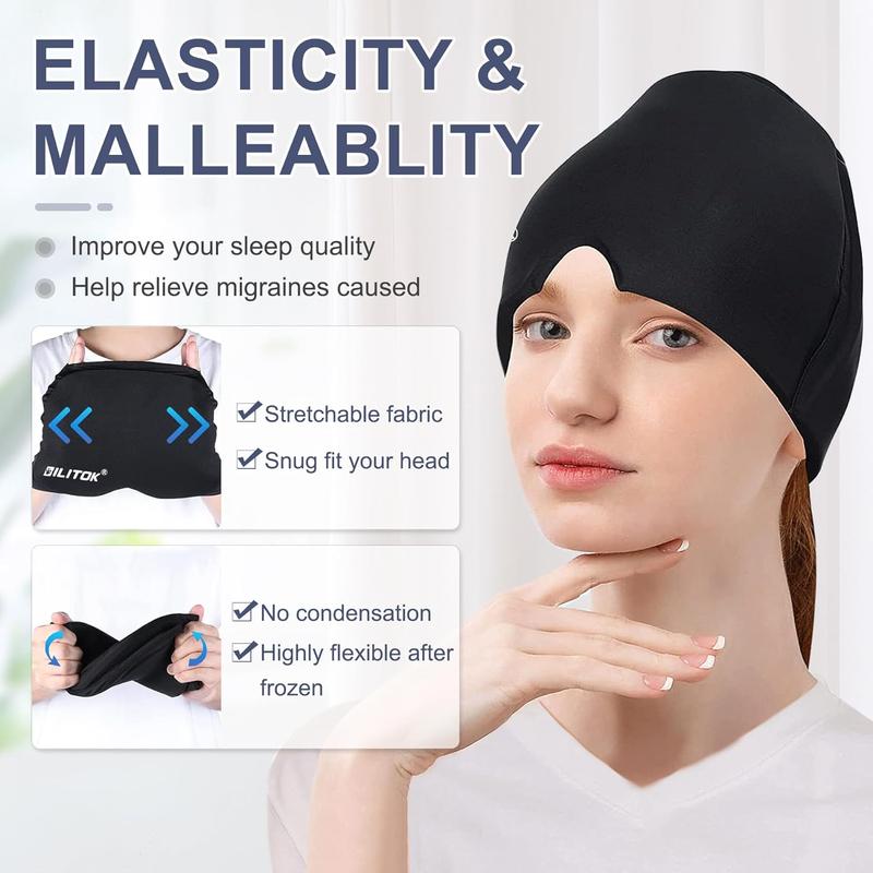 Migraine Headache Relief Cap, Gel lce Head Wrap for Tension and Stress Relief Unisex Comfort Relaxing Soothing