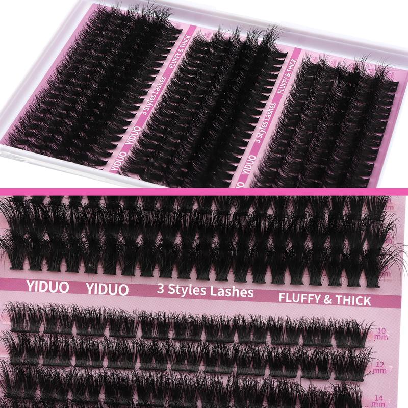 Christmas Fluffy Eyelashes Extension Kit, 60D & 80D & Thick Volume Lash Clusters Kit DIY Lash Extension Kit D Curl Volume Eyelash Extensions Individual Lashes Kit with Lash Bond and Seal, Tweezers, Fall Gift, Boyfriend Gift, Christmas Gift