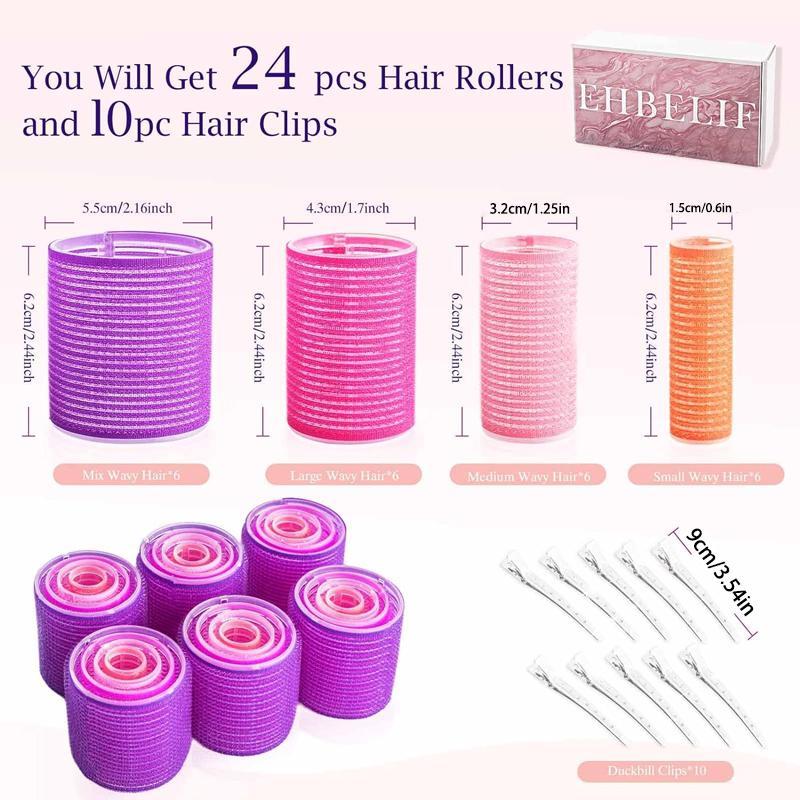 Self Grip Hair Rollers & Hair Clip Set, 35pcs set Hair Curler with Storage Bag, Professional Hair Styling Tools for Women & Girls, Hairdressing Accessories