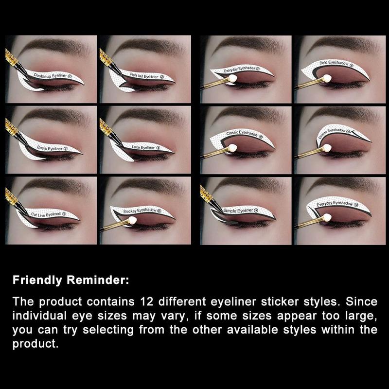 Eyeliner Stencil Stickers, Eyeshadow Eyeliner Auxiliary Tool, Eyeshadow Eye Brow Stamp Stencils Eyebrow Template for Eyebrow Shaping, Grooming, Tinting, Eye Cosmetic Stickers, Christmas Gift