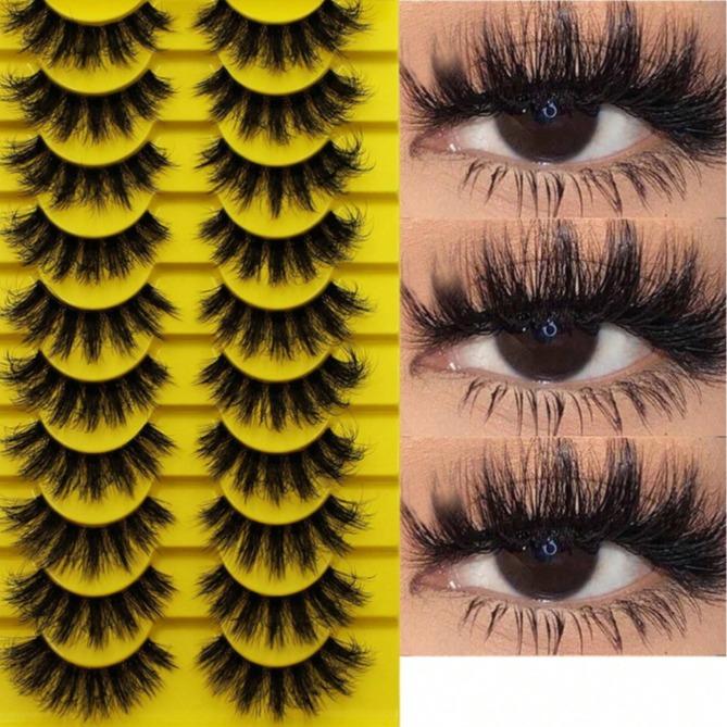 10Pairs 3D Fluffy False Eyelashes For Dramatic Fake Eyelashes Messy False Eyelashes Fluffy Thick Lashes