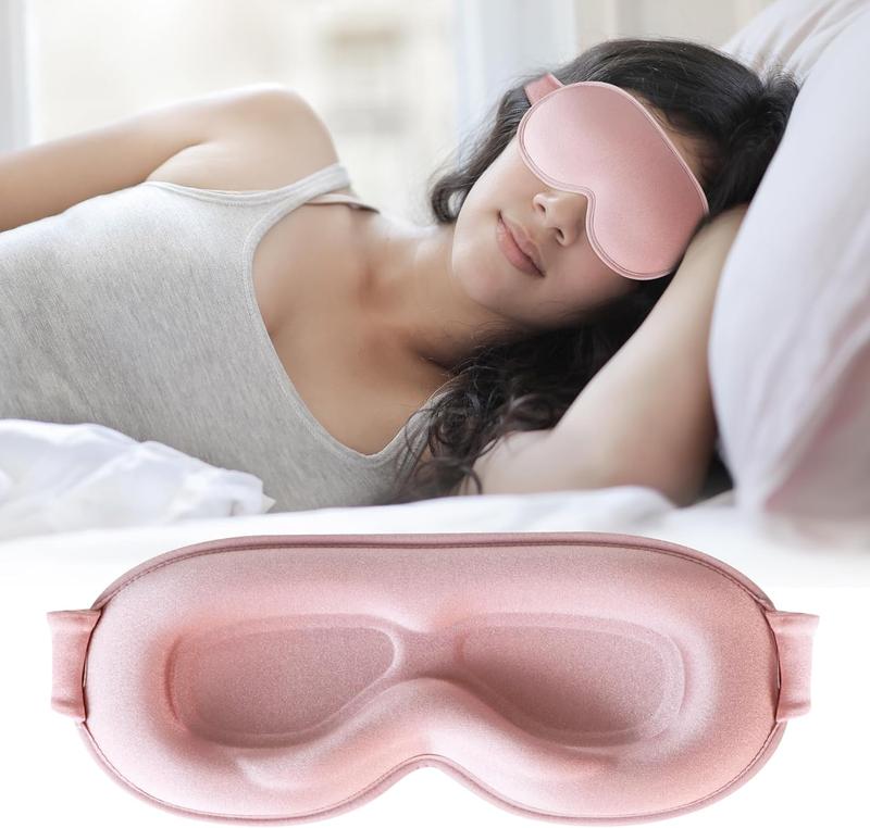 Sleep Mask,Upgraded 3D Deep Contoured Eye Mask for Sleeping,No  Eye Covers 99% Block Out Light Eye Mask with Adjustable Elastic Strap for Sleeping, Yoga, Traveling (,Pink) Foam Relaxing