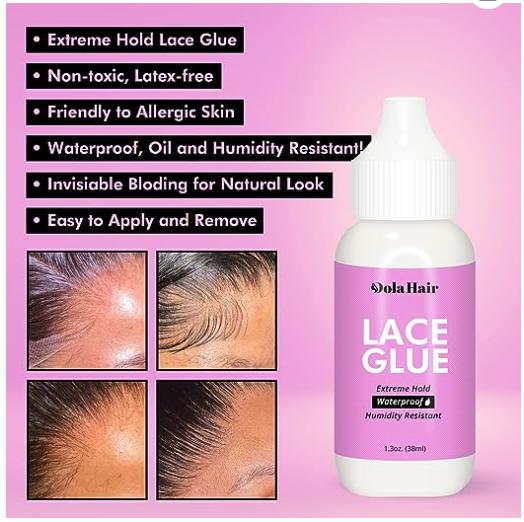 Dolahair Lace Glue for Front Wigs Invisible Bonding Hair Replacement Adhesive Waterproof Super Hold Hair Glue Wig Kit Glue Remover Hair Wax Stick