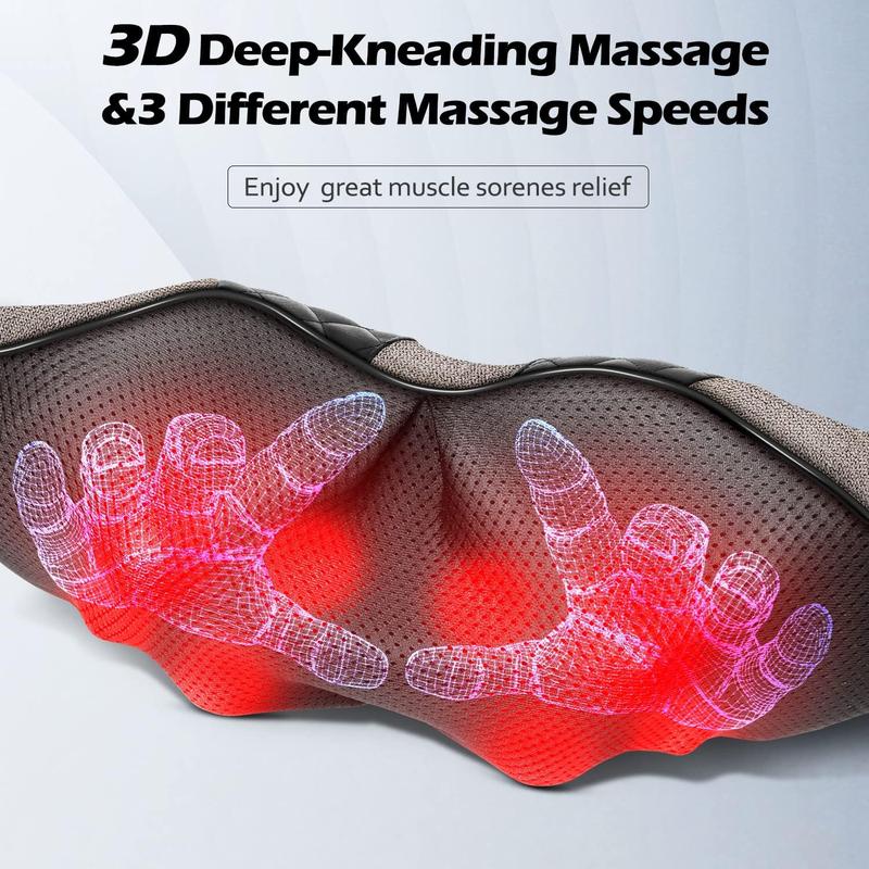 Electric Neck Back Massager 3D Kneading with Heat For Shoulder, Lower Back, Foot, Leg Muscles Pain Relief Relax in Car Office and Home