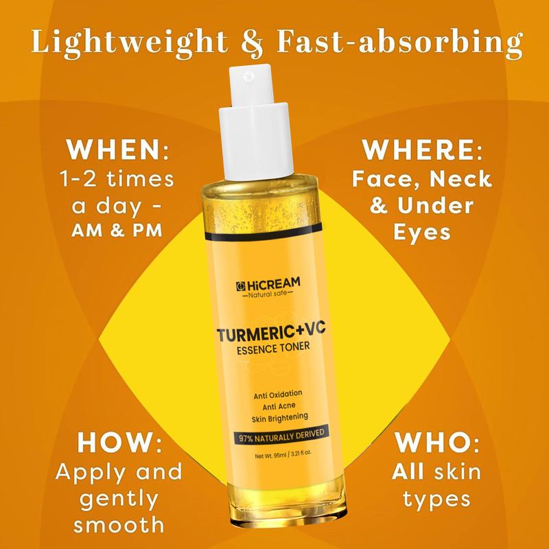 Turmeric Toner, Turmeric Cream,Turmeric Serum - Turmeric +Vitamin C for Glowing Skin, Moisture Set Skincare