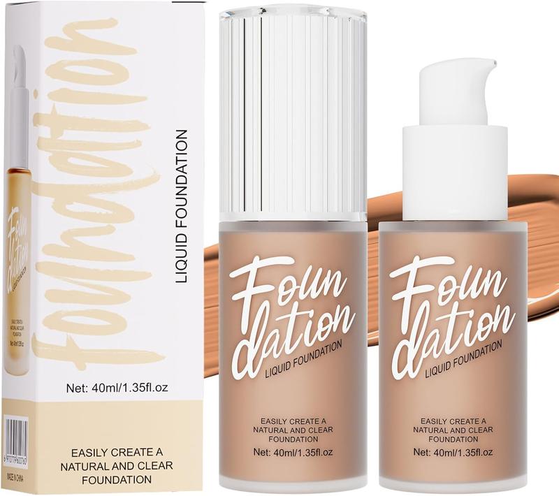 Black Friday Sale Full coverage three-color liquid foundation, create natural flawless skin, with a bonus highlighter foundation