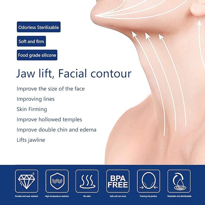 Jawline Exerciser And  Respiratory Trainer Exerciser For Men & Women - Powerful Jaw Trainer - Different Resistance Levels - Double Chin Reducer Eliminator - Silicone Jaw Toner Tablets - Face Neck Shaper & Strengthener Line Chewing Gum Comfort Skincare