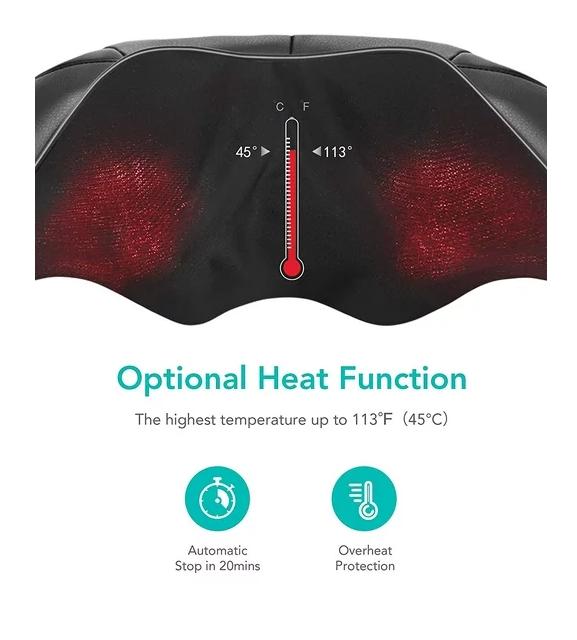 Naipo Shiatsu Back and Neck Massager with Heat Deep Kneading Massage for Neck, Back, Shoulder, Foot and Legs, Use at Home, Car, Office