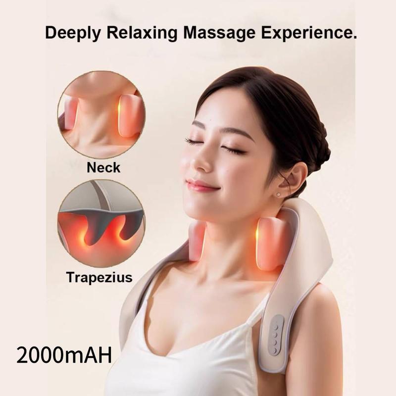 USB Rechargeable Wireless Neck & Shoulder Massager, Portable Electric Massager, Deep Tissue Relief Massage Pillow for Home & Office Use