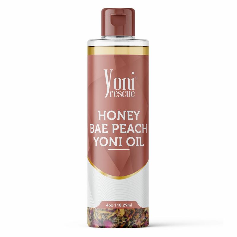 Honey Bae Peach Yoni Oil, 4oz, with Apricot, Jojoba, Avocado Oils & Vitamin E Oil, Fast-Absorbing, Nourishes and Hydrates Skin, Skin Repair, Body Care, Ideal for All Skin Types, Peach & Honey Scented Fragrance Moisturizer, by Yoni Rescue