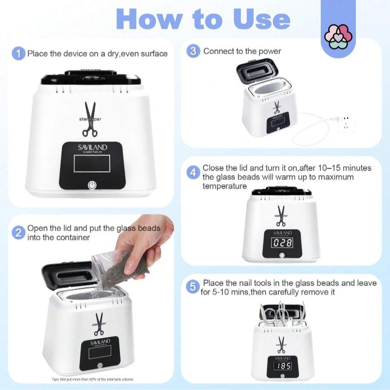 Nail Sterilizer Tool Electric: High-Temperature Nail Sterilizer Portable Sterilizer Tool Autoclave Sterilizers Cutics Manicure Nail Care Nail Art