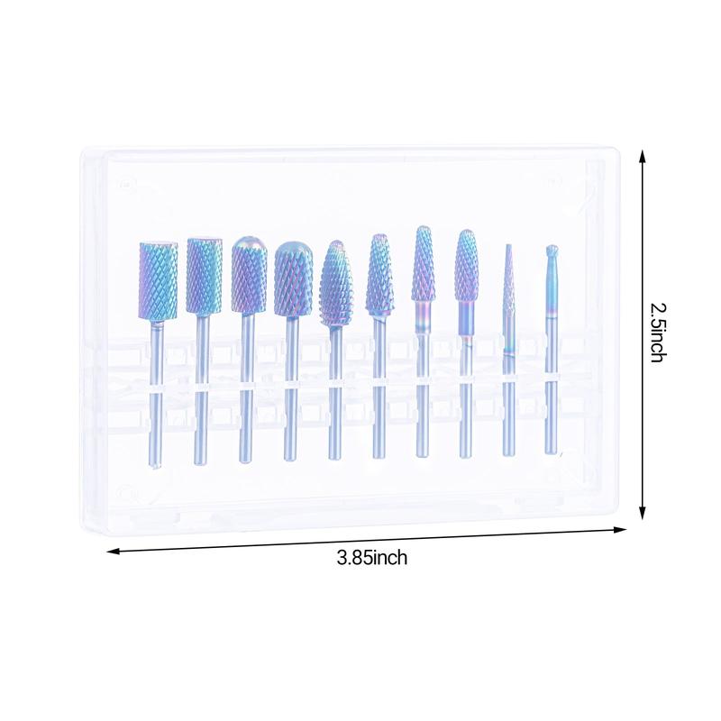 MelodySusie Nail Drill Bits Set, 10pcs Tungsten Carbide Nail Bits for Nail Drill E-file, 3 32 inch Bits Manicure Pedicure Remover Polish Tools