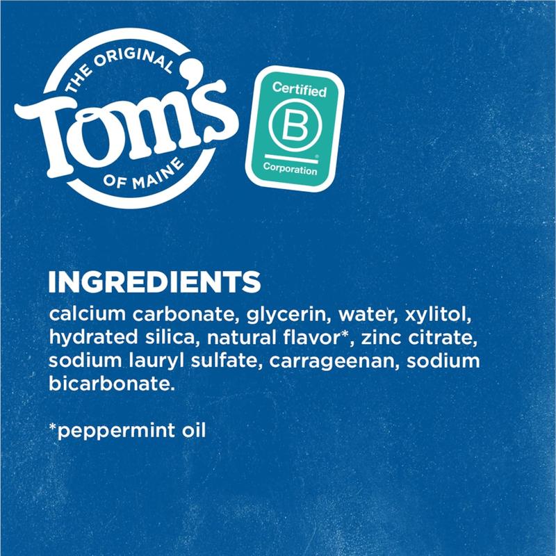 Tom's of Maine Fluoride-Free Antiplaque & Natural Toothpaste, Peppermint, 5.5 oz. (Pack of 2), dr bronners peppermint Oral