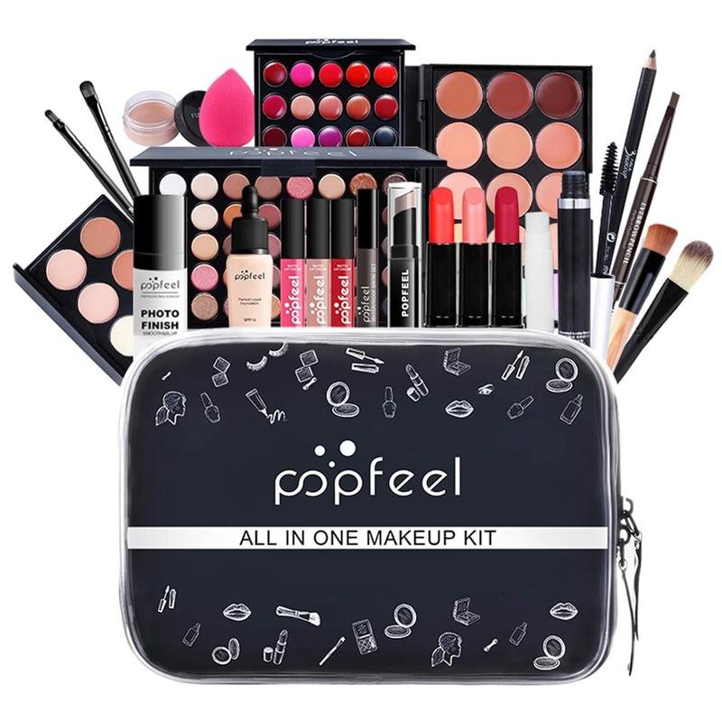 All in One Makeup Kit for Women Full Kit Girls Makeup Gift Sets Xmas Essential Bundle Include Eyeshadow Palette Lipstick Blush Concealer Eyeliner Mascara Foundation Brush Eyebrow Pencil