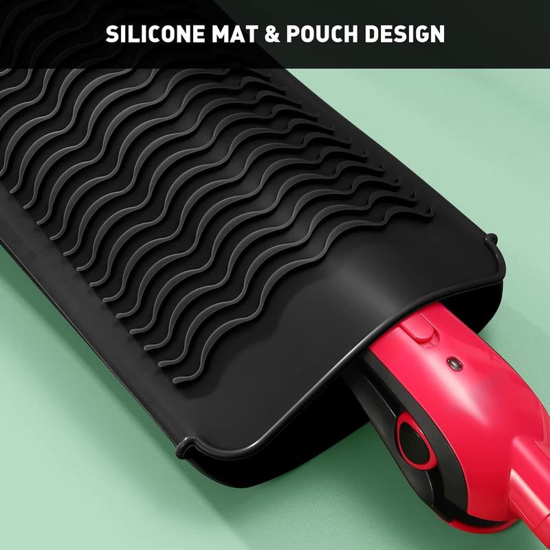 Resistant Silicone Mat Pouch for Flat Iron, Curling Iron,Hot Hair Tools (Hotpink)