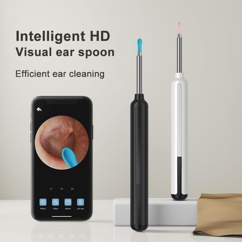 Earwax removal tools - Shovel ear cleaner and ear camera, 1080P HD endoscope otoscope, 6 earmuffs and storage bottle, charging cable. 6 LED lights for earwax cleaning, support iPhone and Android