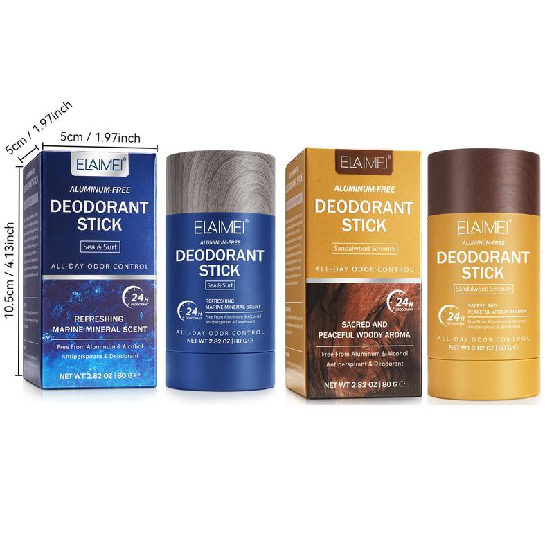 Long Lasting Deodorant Stick Set, 2 Counts set Ocean & Sandalwood Deodorant Stick, Alcohol Free Deodorant, Great for Travel and Exercise