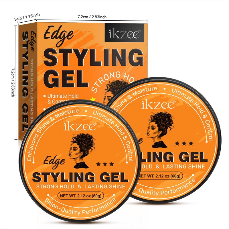 Professional Edge Styling Gel Set, 2 Counts Long Lasting Hair Styling Gel & 3 Counts Hair Styling Brushes, Hair Styling Product for Women & Men