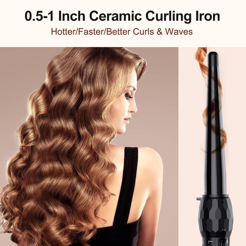 Ceramic Tourmaline Coating Curling Wand, 1 2-1 Inch Barrel Hair Curler with 2 Heat Setting (320 410℉), Suitable for All Hair Types Comfort