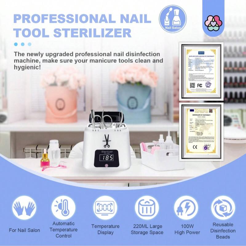 Nail Sterilizer Tool Electric: High-Temperature Nail Sterilizer Portable Sterilizer Tool Autoclave Sterilizers Cutics Manicure Nail Care Nail Art