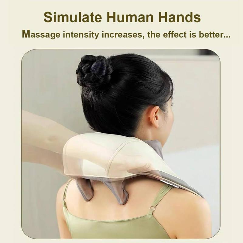 USB Rechargeable Wireless Neck & Shoulder Massager, Portable Electric Massager, Deep Tissue Relief Massage Pillow for Home & Office Use