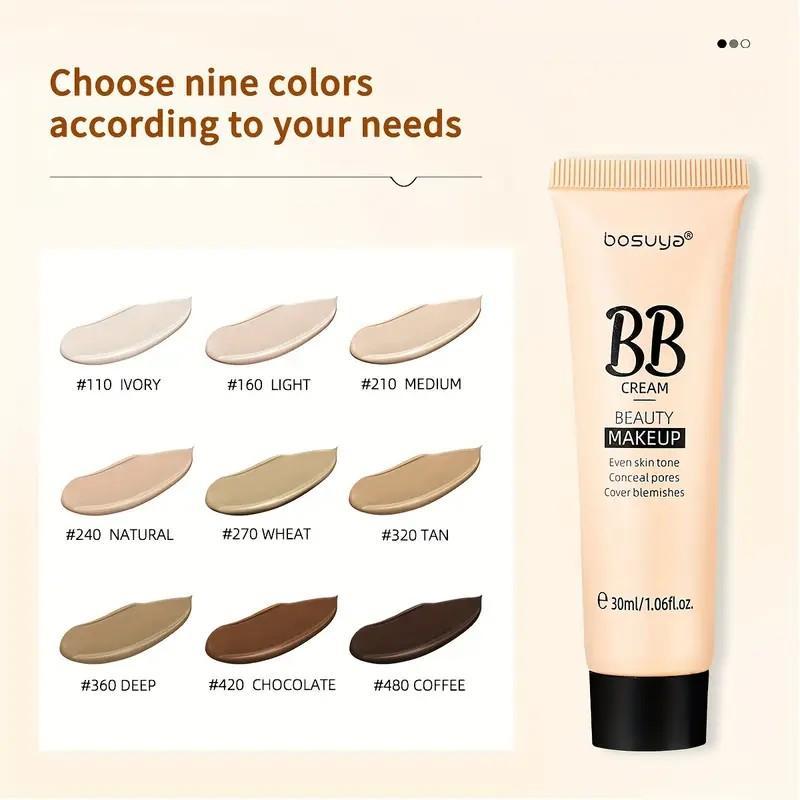 5pcs 30ml Ultimate Coverage Waterproof BB Cream - Long-Lasting, Oil-Control, Pore-Hiding Foundation Makeup for Flawless, Even-Toned Skin with Natural, Ivory, and Tan Shades