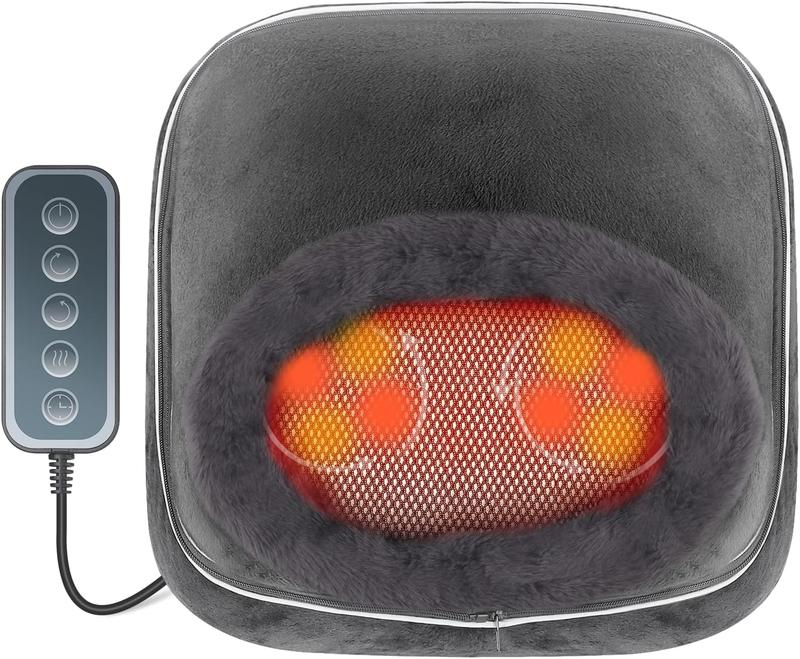 Shiatsu Foot Massager Machine, 2-in-1 Foot and Back Massager with Heat, Kneading Foot Massager with 3 Adjustable Heating Levels, 15 20 30 Mins Auto Shut-Off Foot Warmer for Home Office (Gray)