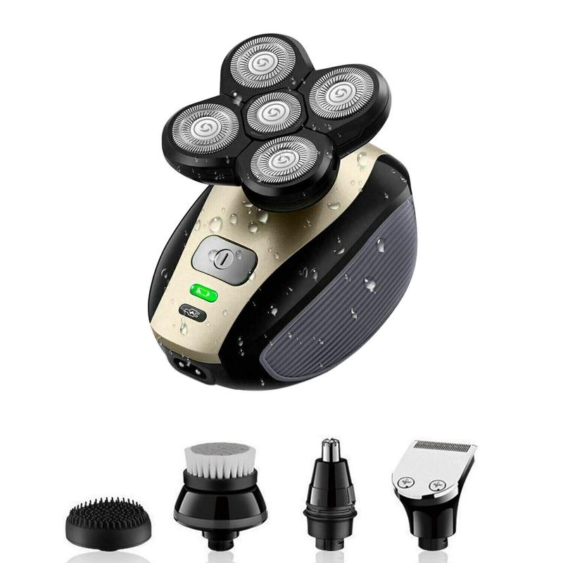 5-in-1 4D Rotary Electric Shaver Rechargeable Bald Head Shaver Beard Trimmer