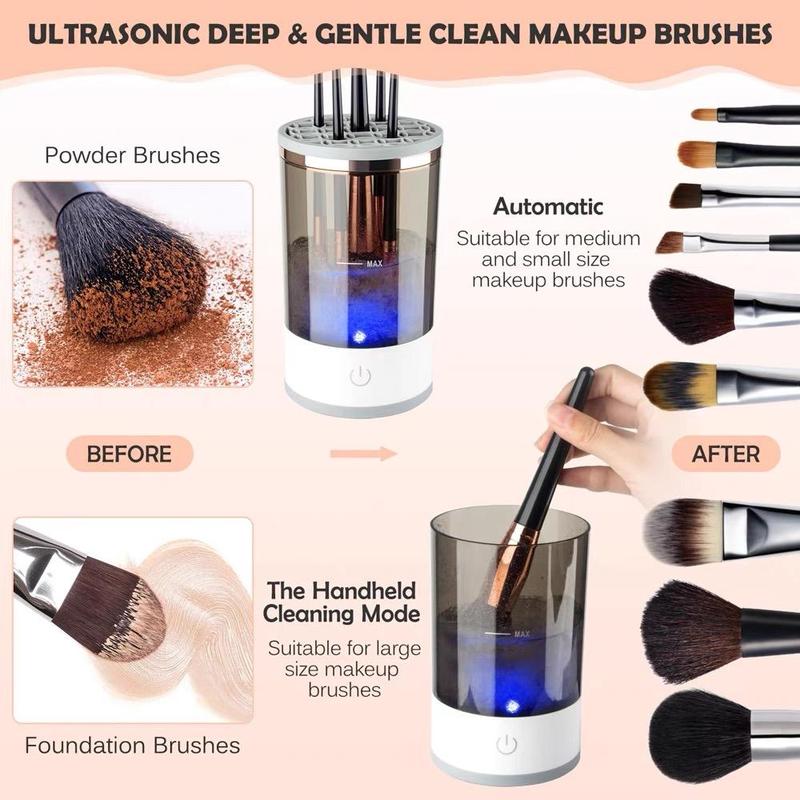 Electric Makeup Brush Cleaner with Universal Silicone Cap, USB Charging Makeup Brush Cleaning Tool, Professional Makeup Tools for Women