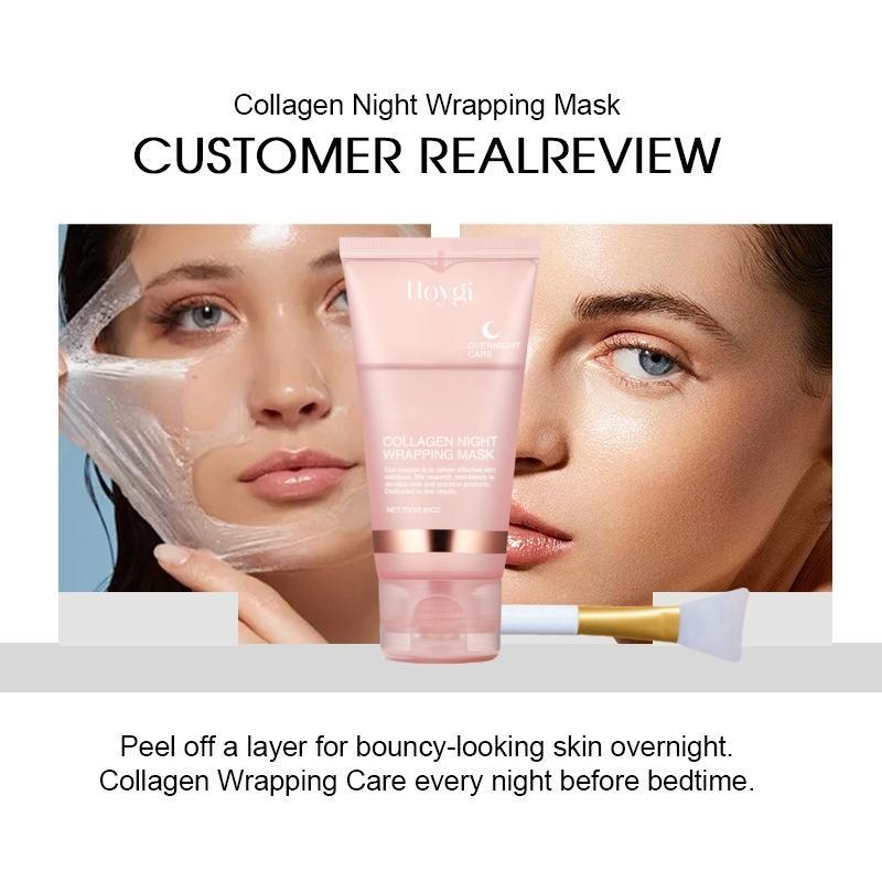 Collagen Night Wrapping Mask, 3 Counts set Moisturizing Facial Mask, Deep Cleansing Facial Mask, Facial Skin Care Product for Women & Men