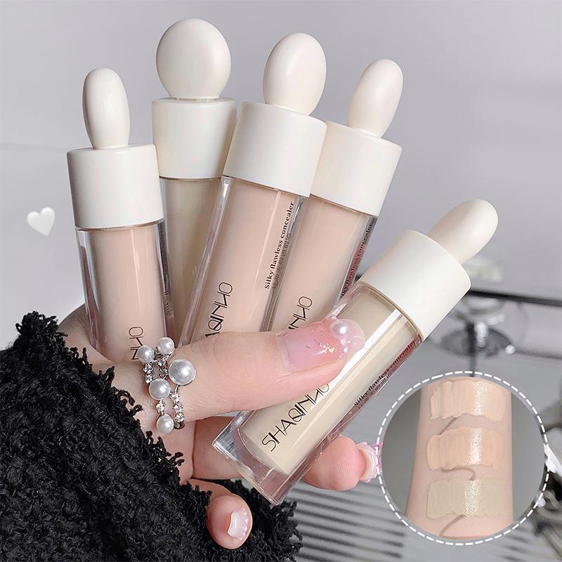 Long Lasting Liquid Concealer, 2 Counts set Moisturizing Concealer Cream, Full Coverage Flawless Facial Makeup Cream, Lightweight Highlighting Concealer for Covering Dark Skin