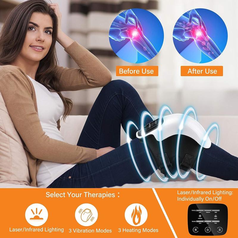 JOYYE Knee Massager,Heat and Vibration,Portable Rechargeable Massager for Knee Discomfort,Adjustable Temperature,with Clear LED Screen,Muscle Relaxation Gift Cordless Daily Lightweight Relaxing