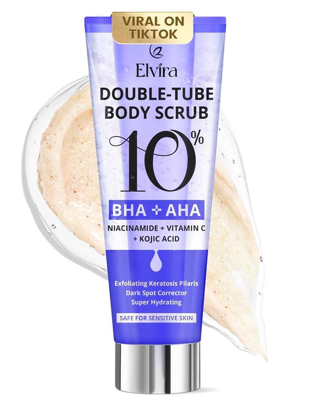 Elvira KP Bump Eraser Body Scrub, Exfoliating Body Scrub for Keratosis Pilaris, Smooth Skin with 10% AHA BHA and Niacinamide, Moisturizing Body Skin Care Products, Deep Cleansing Hydrate Moisturize