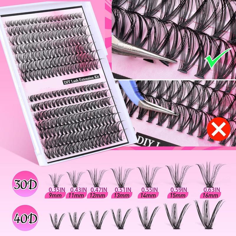 False Eyelashes Kit, 280pcs set Individual False Eyelashes with Eyelash Glue & Tweezers & Brush & Glue Remover, Eye Makeup Enhancement Tool for Women