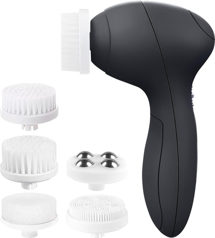 Face Scrubber | Facial Cleansing Brush Exfoliator Skin Care Products Beauty Products Powered Electric Wash Exfoliating Spin Cleanser Cleaning Scrub Including 7 Heads (Onyx)