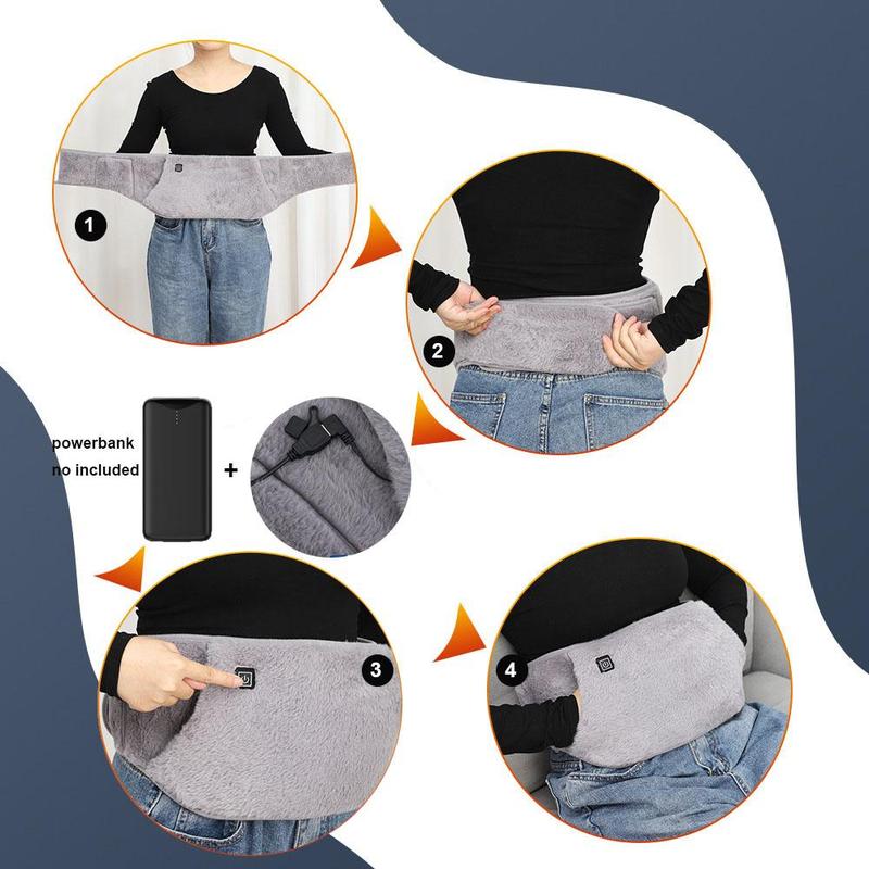 USB Powered Heating Waist Belt, Heating Pad with Hand Pockets, Electric Heated Waist Belt for Period Cramps Body Joints, Uncomfortable Three Temperature Control for Girlfriend Gift, Christmas Gift