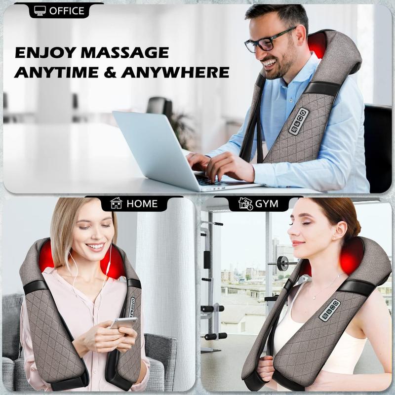 Electric Neck Back Massager 3D Kneading with Heat For Shoulder, Lower Back, Foot, Leg Muscles Pain Relief Relax in Car Office and Home