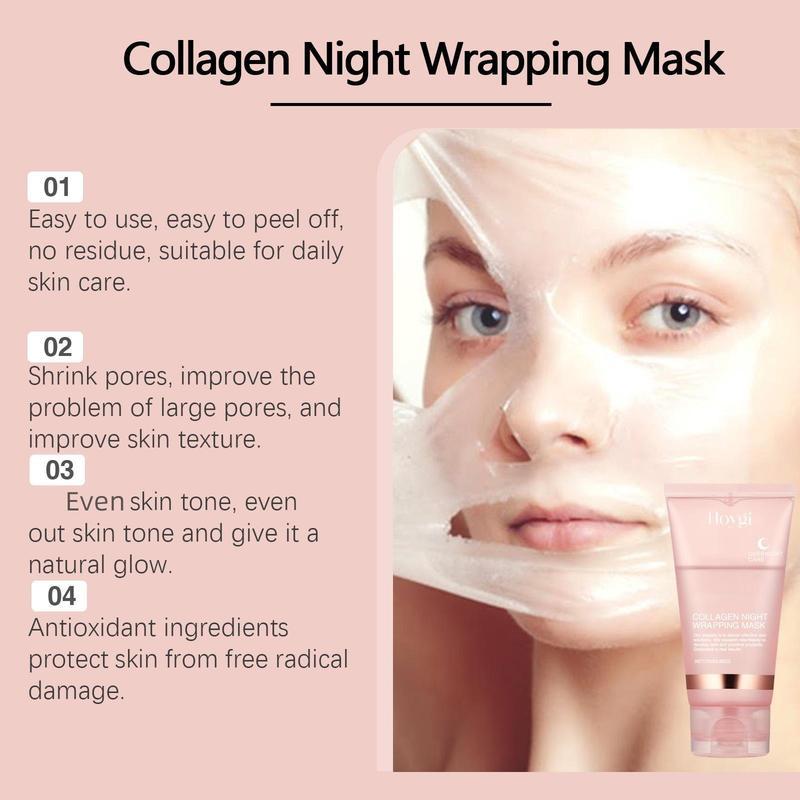 Collagen Night Wrapping Mask, 3 Counts set Moisturizing Facial Mask, Deep Cleansing Facial Mask, Facial Skin Care Product for Women & Men