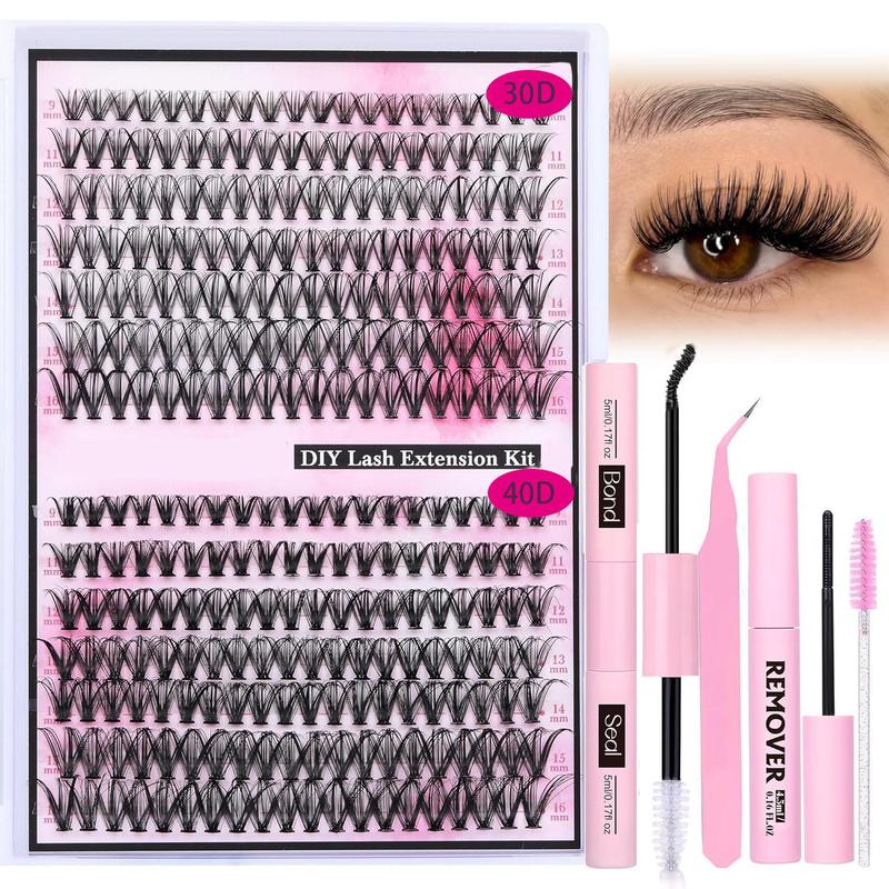 False Eyelashes Kit, 280pcs set Individual False Eyelashes with Eyelash Glue & Tweezers & Brush & Glue Remover, Eye Makeup Enhancement Tool for Women