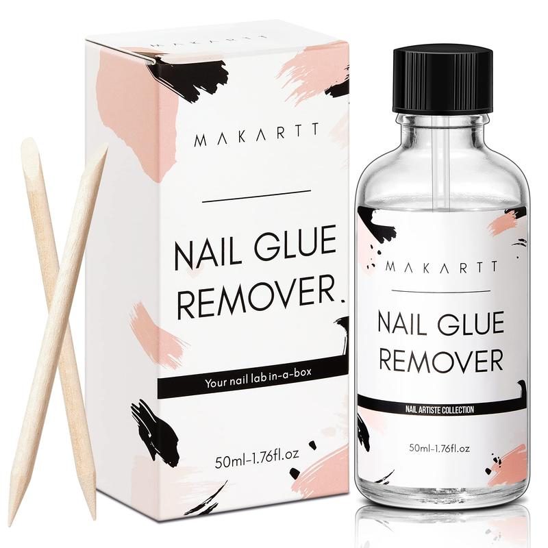 Makartt Nail Glue Remover for Acrylic Nails Press on Nails, 50ML Debonder, Nail Tips Fake Nail Adhessive Remover without Acetone, Can't Remove Gel Nail Polish sallys nailglue Brush Nail Care Uv Manicure