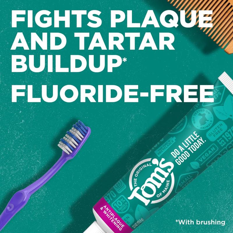 Tom's of Maine Fluoride-Free Antiplaque & Natural Toothpaste, Peppermint, 5.5 oz. (Pack of 2), dr bronners peppermint Oral