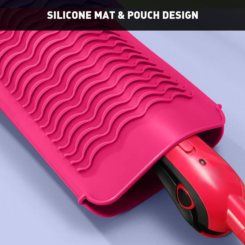 Resistant Silicone Mat Pouch for Flat Iron, Curling Iron,Hot Hair Tools (Hotpink)