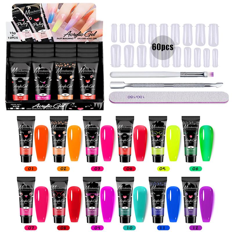 12-Color All-in-One Nail Extension Gel Kit - Soak-Off UV Gel Set for Nail Builder, Gift for Women with Long-Lasting, High-Shine Finish and Easy Removal