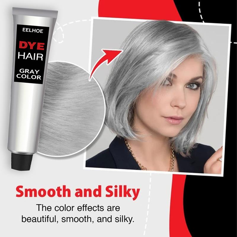 Hallowmas Silver Gray Natural Hair Dye Cream Permanent Sihver Color Cream, Silver Hair Dye, Fashion Dye for Al Hair Types black ha Haircare