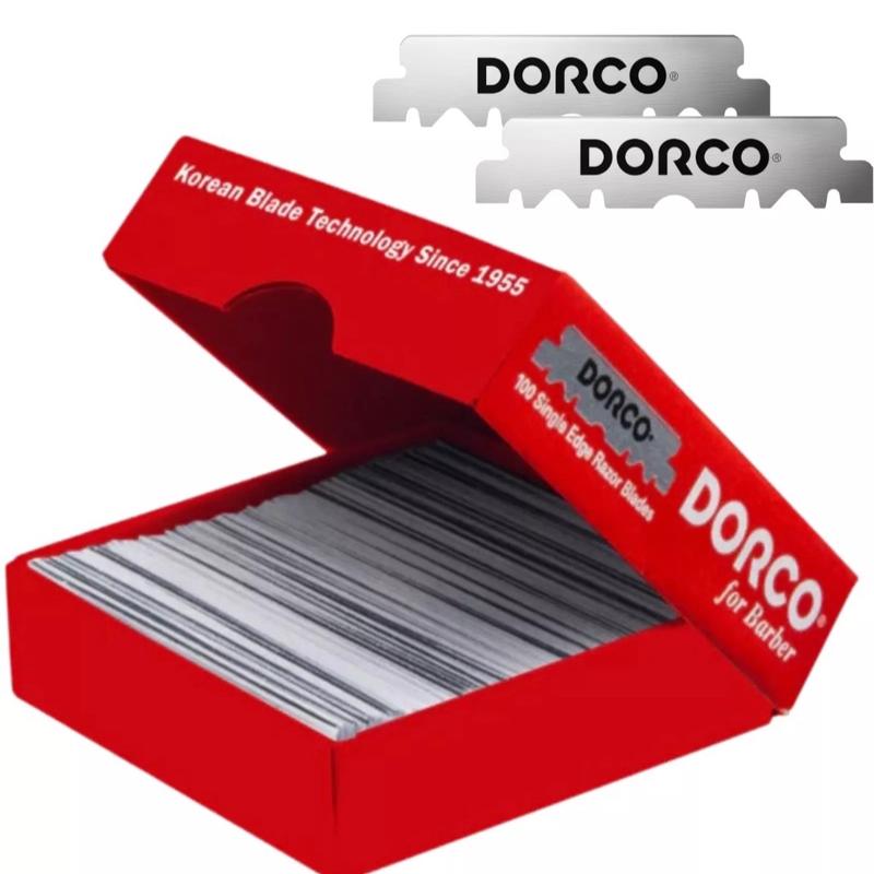 100 DORCO RED Single Edge Half Pre cut Pre snipped Shaving Razor Blades For Professional Barbers for beard lineup hair design nape neck cleaning