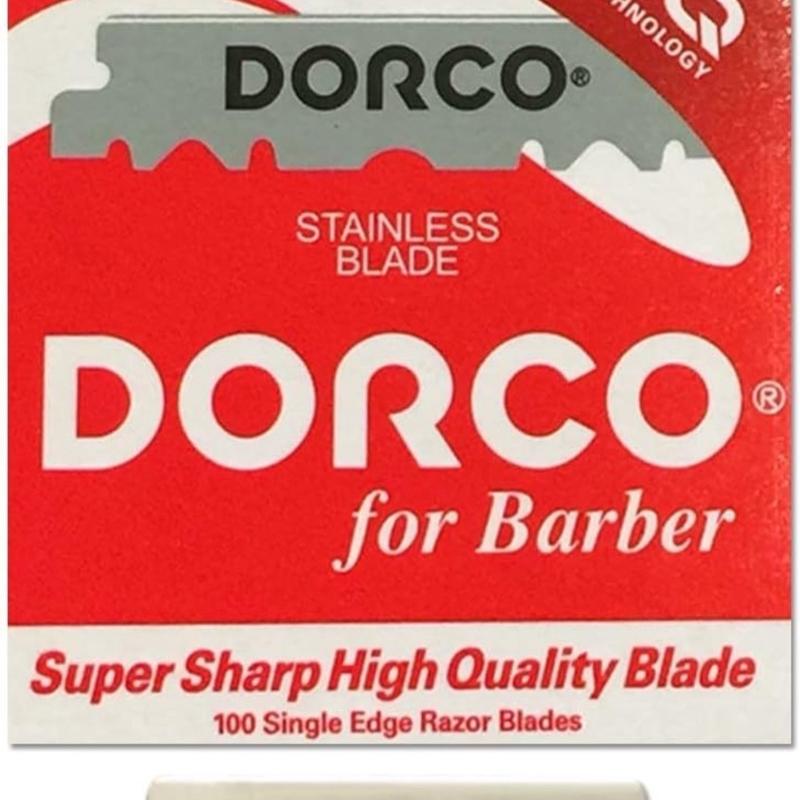 100 DORCO RED Single Edge Half Pre cut Pre snipped Shaving Razor Blades For Professional Barbers for beard lineup hair design nape neck cleaning