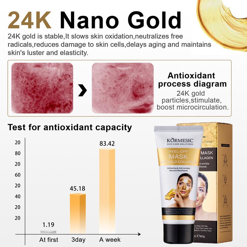 24K Nano Gold Peel-Off Face Mask with Witch Hazel North America, Blackhead Remover & Anti-aging Mask for all skin types.[+5$ Get 2Pcs]