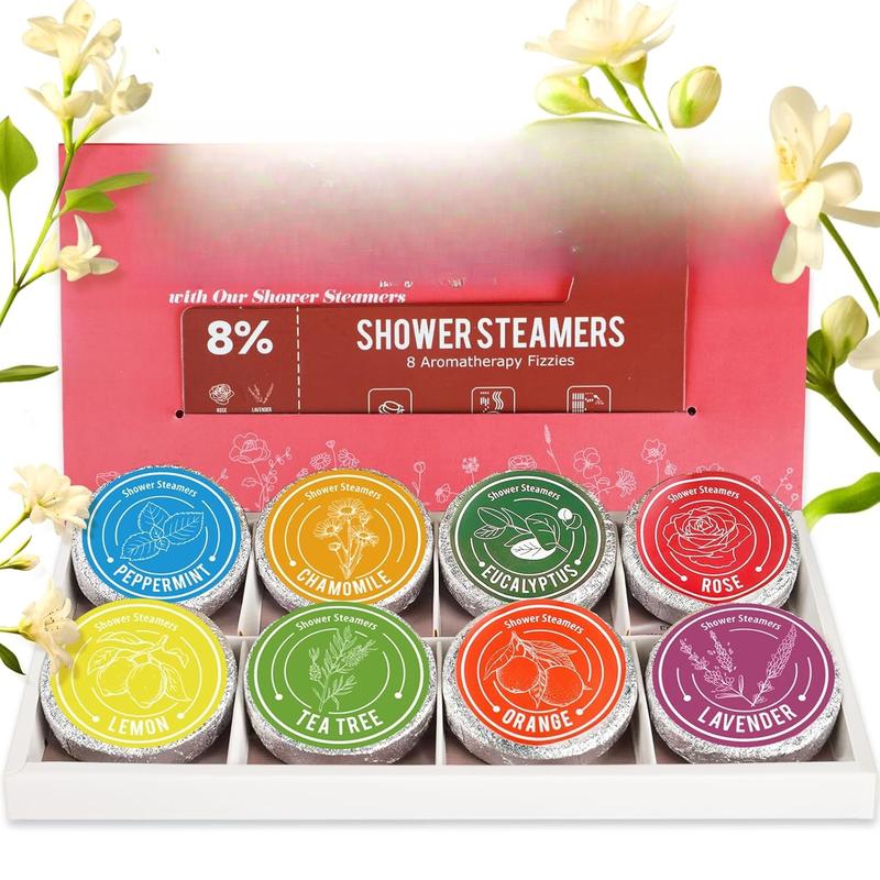 Shower Steamers , 8%  Essential Oils, Women Men Spa Steamer, Lingering Intense Aroma,   , Body&Soul Relaxing Bath Bombs, Stocking Stuffer for Friend Family Body Care Fragrance