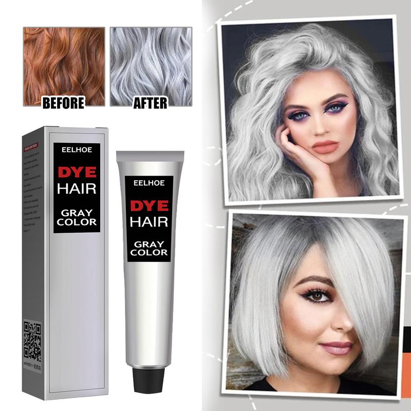 Hallowmas Silver Gray Natural Hair Dye Cream Permanent Sihver Color Cream, Silver Hair Dye, Fashion Dye for Al Hair Types black ha Haircare